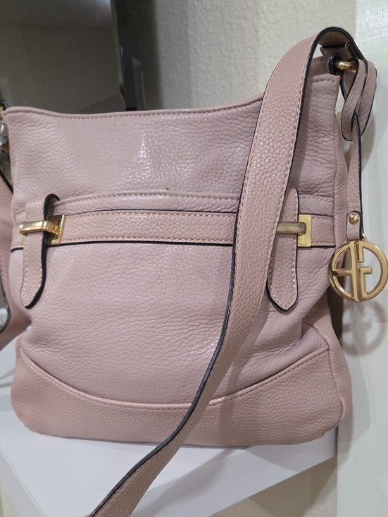 Handbags - Giani Bernini Blush Pink Leather Shoulder Bag with Gold Charm